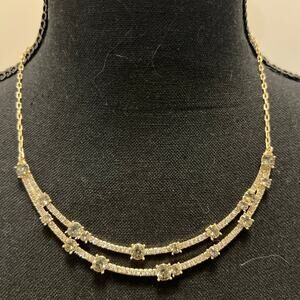 INC costume jewelry necklace gold tone grey rhinestones